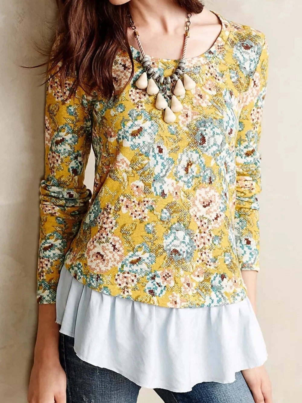 Anthropologie Lika Ruffled Goldenrod Sweater